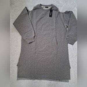 Diesel Gray Long Sleeve Sweatshirt Dress